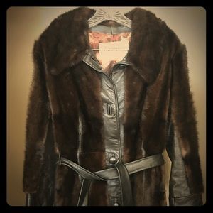 70’s fur leather finger tip length jacket.
